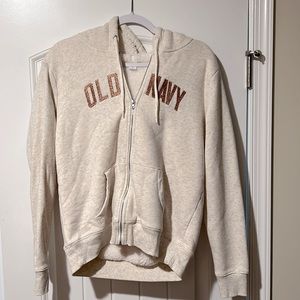 Old navy fleece lined, zip up hoodie, size medium